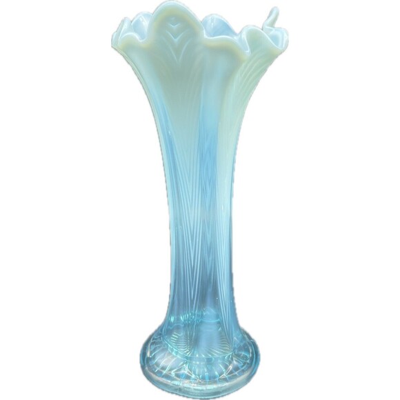 Fenton Other - VTG Fenton BLUE Opalescent Glass Swung Vase 10.5”